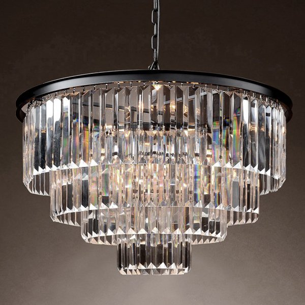 Люстра RH 1920s Odeon Clear Glass Fringe Chandelier -60 Черный в Санкт-петербурге | Loft Concept 