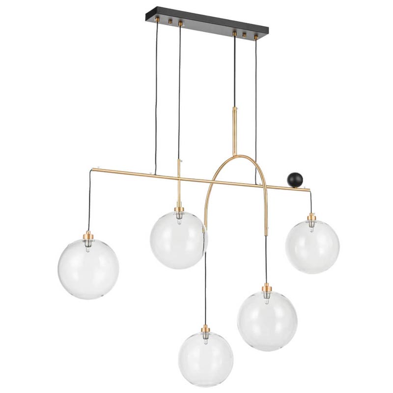 Люстра Five Hanging Balls Chandelier Золотой Прозрачный Черный в Санкт-петербурге | Loft Concept 