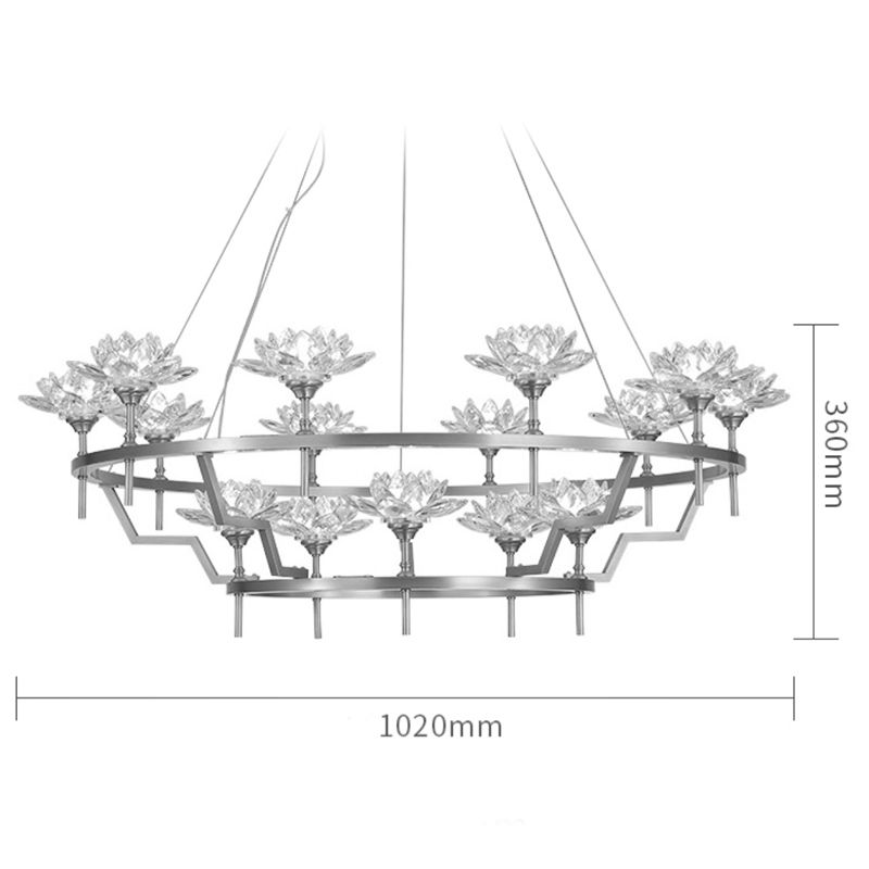 Большая Люстра Хрустальные Цветы Лотоса Lotus flower Clear Glass lamp 15 в Санкт-петербурге