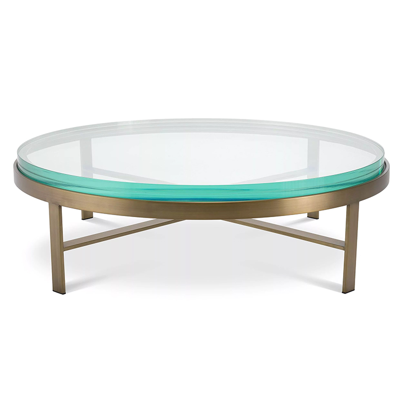 Кофейный стол Eichholtz Coffee Table Hoxton Латунь Прозрачное Стекло Бирюзовый в Санкт-петербурге | Loft Concept 