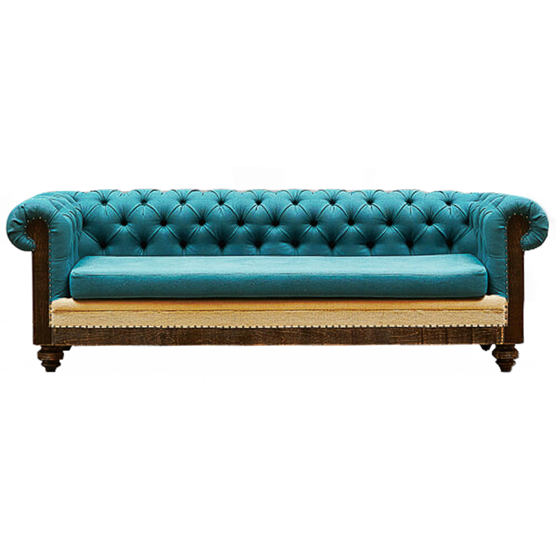 Диван Deconstructed Chesterfield Sofa triple turquoise Linen Коричневый Бирюзовый ivory ( слоновая кость ) в Санкт-петербурге | Loft Concept 