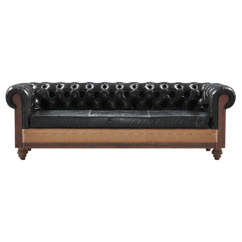 Диван Deconstructed Chesterfield Sofa triple Black leather Коричневый Черный в Санкт-петербурге | Loft Concept 