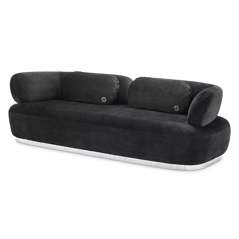 Диван Philipp Plein Sofa Signature Чёрный Черный Золотой в Санкт-петербурге | Loft Concept 