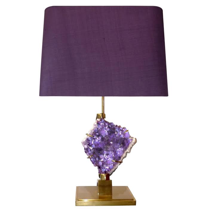 Настольная лампа Bronze and Amethyst Lamp Глянцевое золото Сиреневый в Санкт-петербурге | Loft Concept 