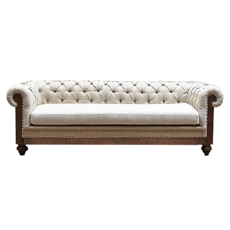 Диван Deconstructed Chesterfield Sofa triple Ivory Linen Коричневый ivory ( слоновая кость ) в Санкт-петербурге | Loft Concept 