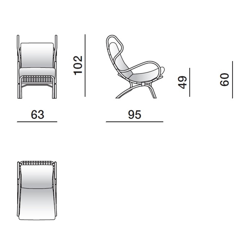 Дизайнерское кресло из ротанга Gio Ponti CONTINUUM D.163.7 BY BONACINA 1889 Armchair в Санкт-петербурге