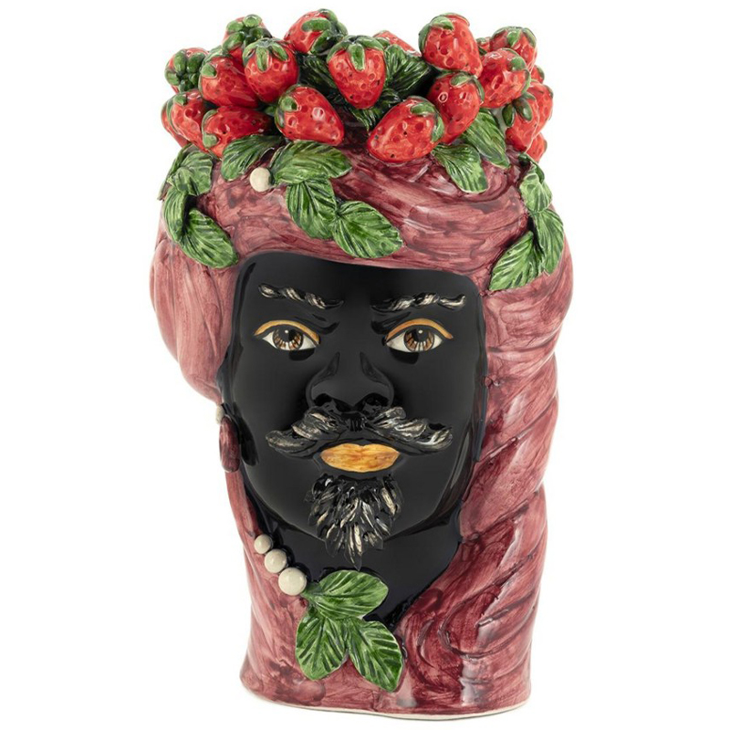 Ваза Vase Strawberries Head Man Bordeaux Бургундский красный Красный Черный Зеленый Мульти в Санкт-петербурге | Loft Concept 