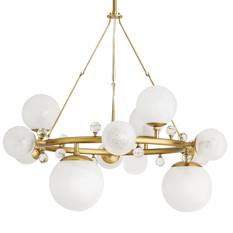 Люстра Arteriors TROON ROUND CHANDELIER Золотой Белый в Санкт-петербурге | Loft Concept 