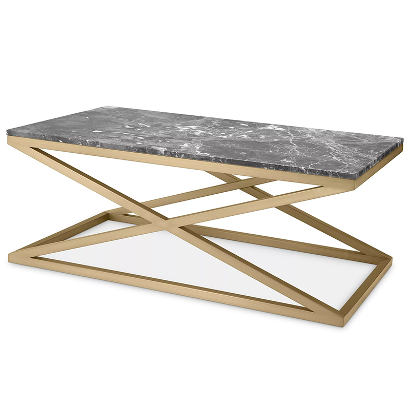 Кофейный стол Eichholtz Coffee Table Criss Cross Латунь Серый в Санкт-петербурге | Loft Concept 