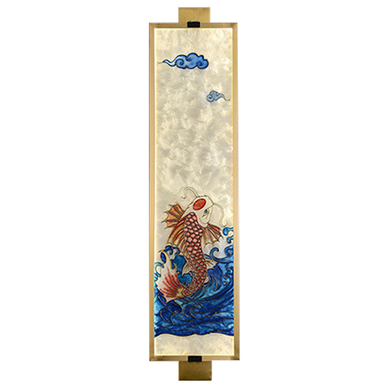 Настенный светильник Red Fish Oriental Scenes Wall Lamp Мульти Золотой Синий Красный в Санкт-петербурге | Loft Concept 