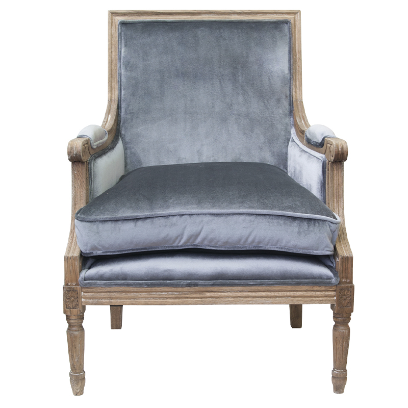 Кресло William Classical Armchair grey velvet Серый Коричневый в Санкт-петербурге | Loft Concept 