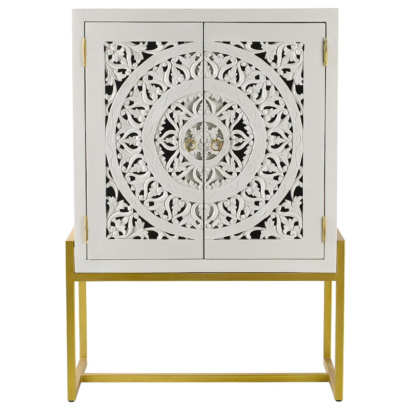 Буфет с резными дверцами Ceara Lace Cabinet Белый Золотой в Санкт-петербурге | Loft Concept 