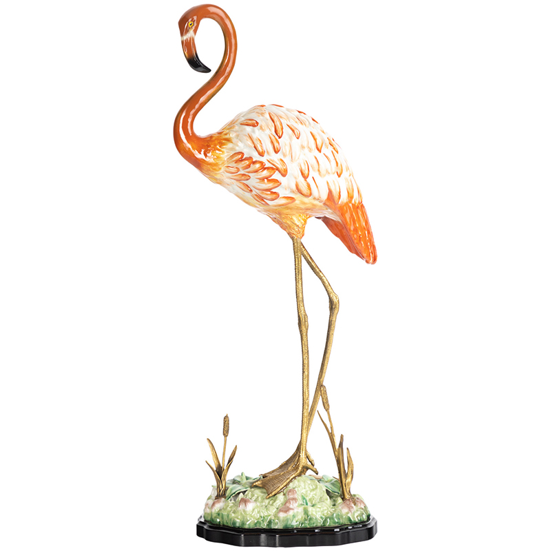 Декоративная статуэтка Flamingos Porcelain Statuette Красный Зеленый Бронза в Санкт-петербурге | Loft Concept 