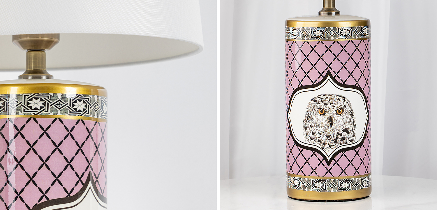 Настольная лампа Owl Collection Pink Lampshade - фото