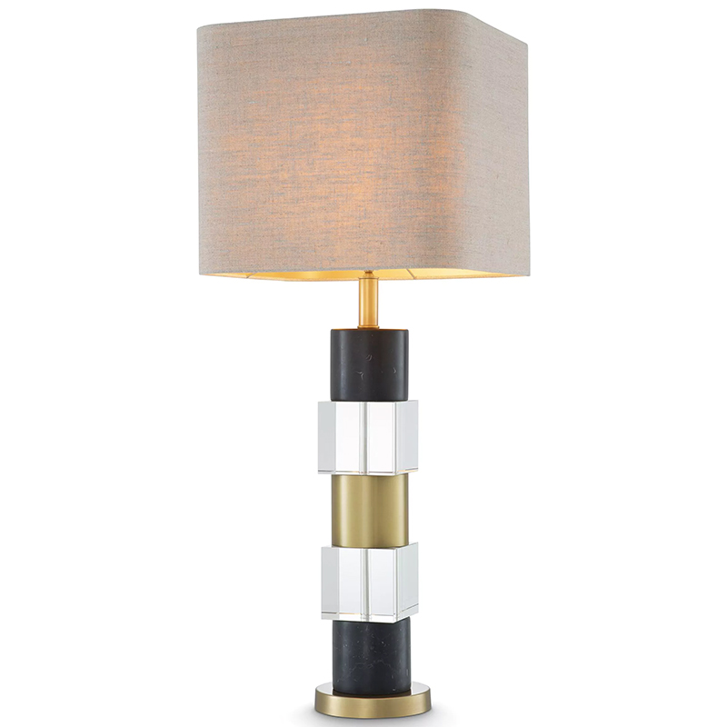 Настольная лампа Eichholtz Table Lamp Black Marble Черный Латунь Прозрачное Стекло Бежево-серый в Санкт-петербурге | Loft Concept 