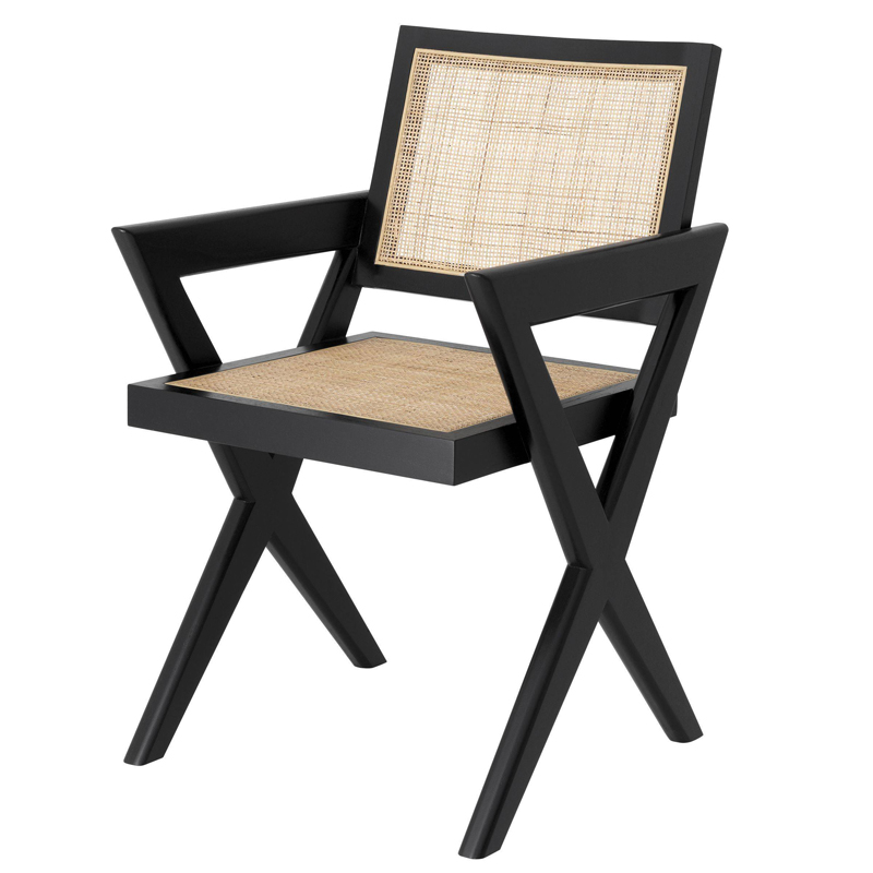 Стул Eichholtz Dining Chair Augustin black Черный Бежевый в Санкт-петербурге | Loft Concept 