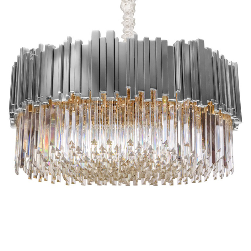 Круглая многоярусная люстра Luxxu Modern Cascade Chandelier Silver Metal Glass 100 Серебряный Прозрачное Стекло в Санкт-петербурге | Loft Concept 