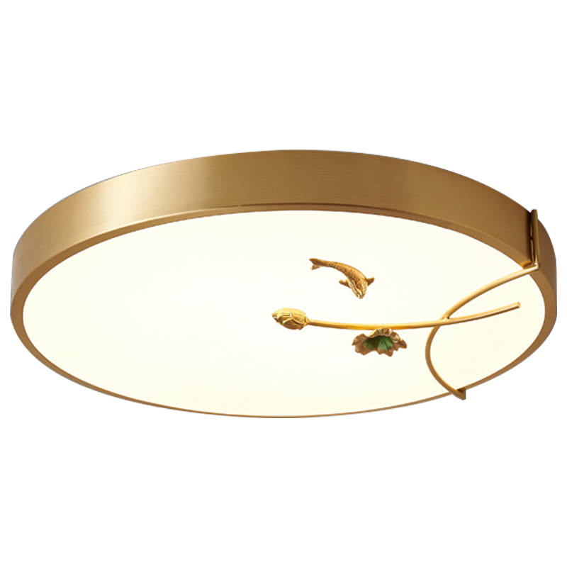 Круглый потолочный светильник Gold Fish Round Ceiling Lamp Золотой Золотой Белый Зеленый в Санкт-петербурге | Loft Concept 