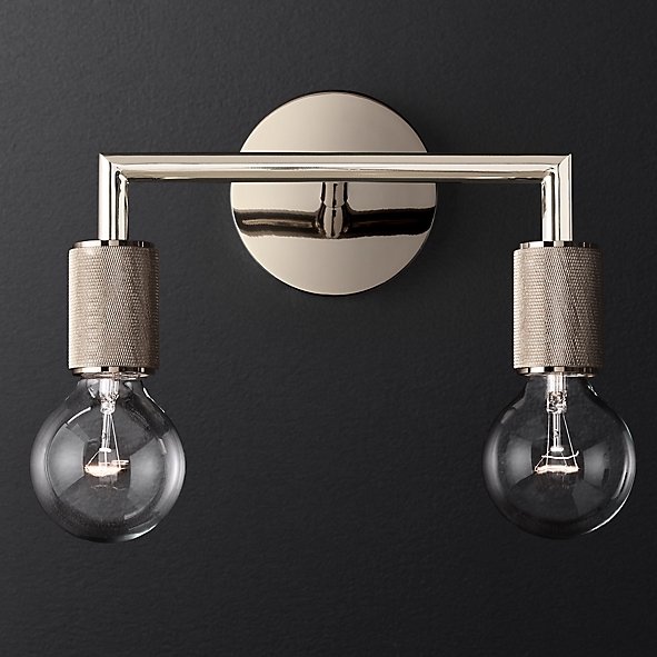 Бра RH Utilitaire Double Sconce Silver Никель в Санкт-петербурге | Loft Concept 