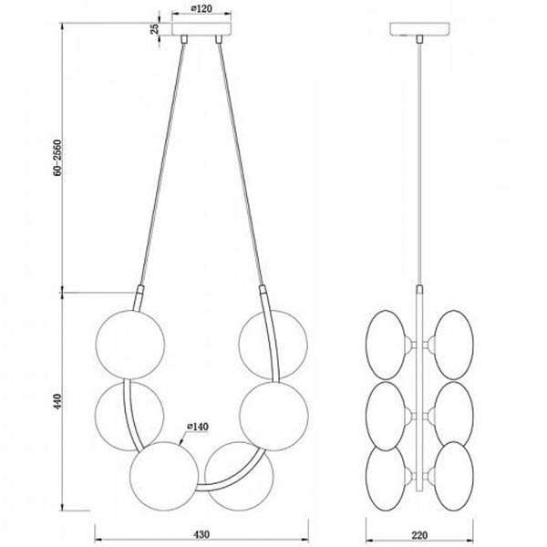 Люстра Marcan 6 Ball Chandelier Black в Санкт-петербурге