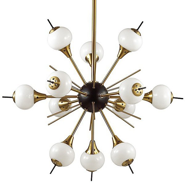 White Glass Globes Sputnik Chandelier Бронза Белый в Санкт-петербурге | Loft Concept 