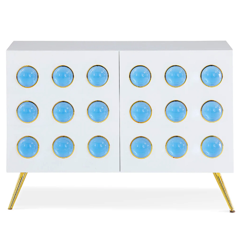 Буфет Jonathan Adler Globo Lucite Cabochon Cabinet Белый Золотой Голубой в Санкт-петербурге | Loft Concept 