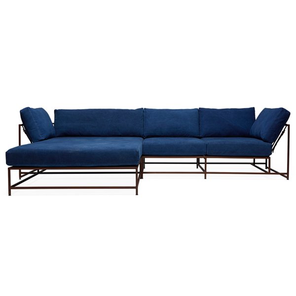 Угловой диван Indigo Denim and copper Sectional sofa  Индиго в Санкт-петербурге | Loft Concept 