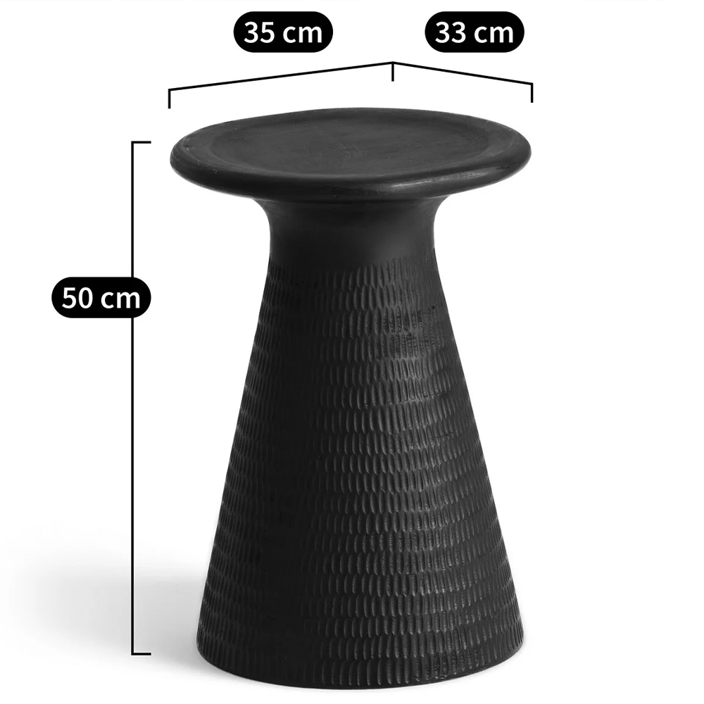 Круглый приставной столик из массива манго Piero Black Side Table в Санкт-петербурге