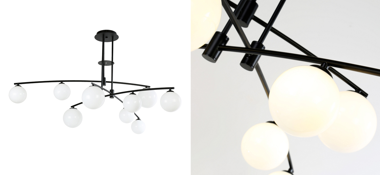 Люстра матового черного цвета с белыми плафонами B.LUX C 9 Ламп - фото №1