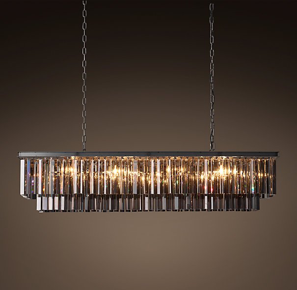 Люстра RH 1920s Odeon Smoke Glass Fringe Black iron 125 Черный в Санкт-петербурге | Loft Concept 