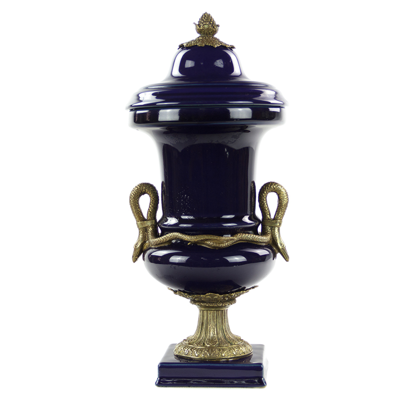 Ваза Selenia Blue Vase Bronze Serpents Синий Бронза в Санкт-петербурге | Loft Concept 