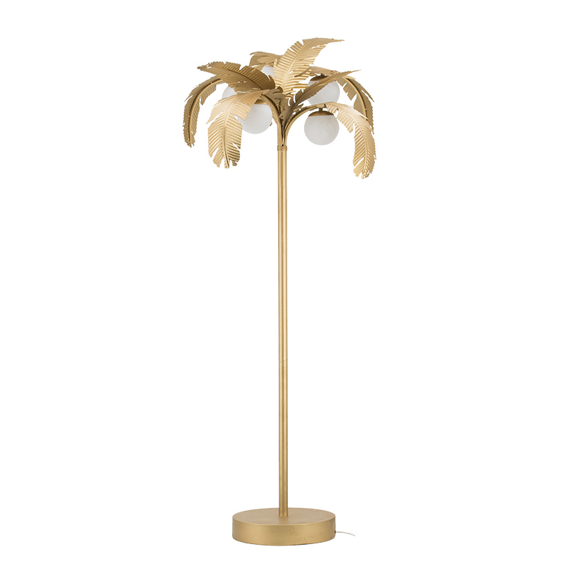 Торшер Vintage Floor Lamp Gold Сoconut Palm Золотой Белый в Санкт-петербурге | Loft Concept 