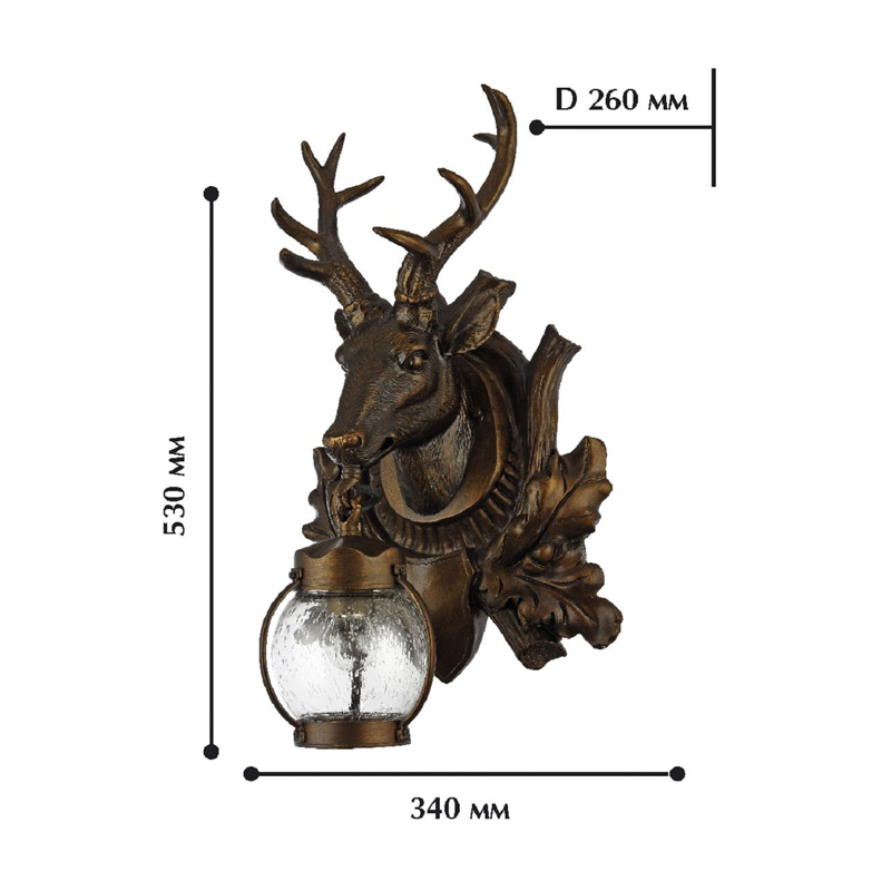 Темно-коричневый уличный светильник с головой оленя ANIMAL LANTERN в Санкт-петербурге