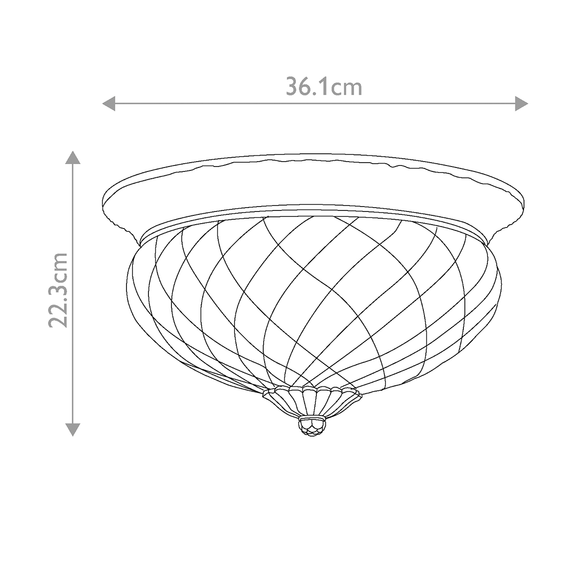 Потолочный светильник цвета латунь с прозрачным рифленым плафоном в форме чаши Hinkley в Санкт-петербурге