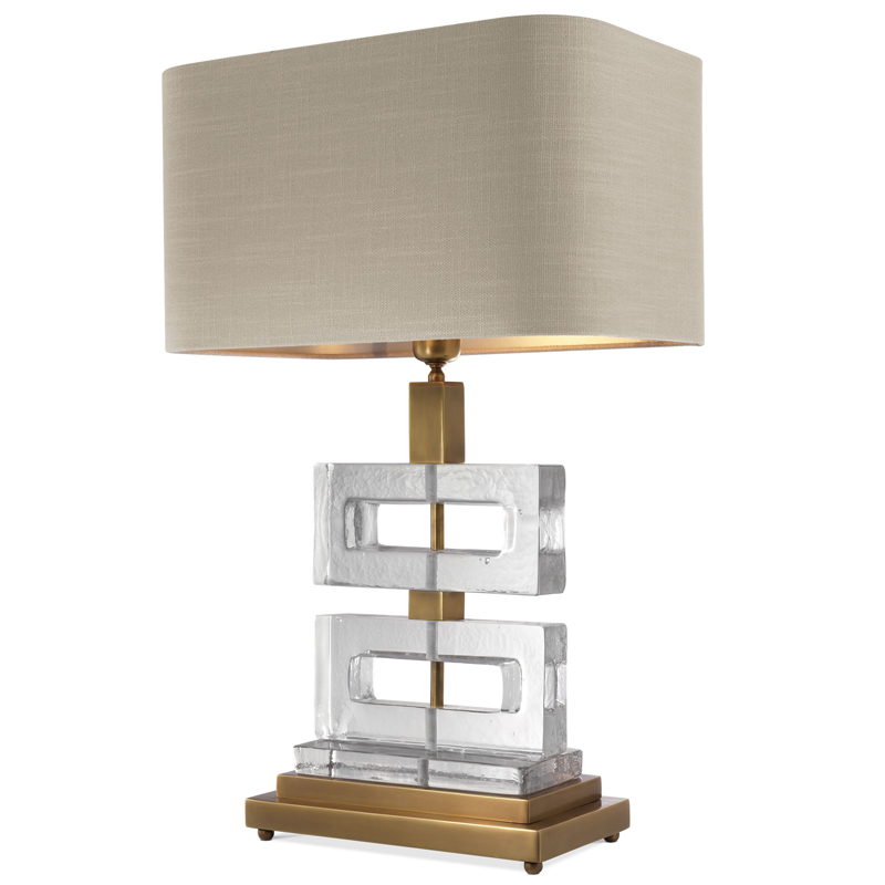 Настольная лампа Eichholtz Table Lamp Umbria Brass Прозрачный Винтажная латунь Бежево-серый в Санкт-петербурге | Loft Concept 