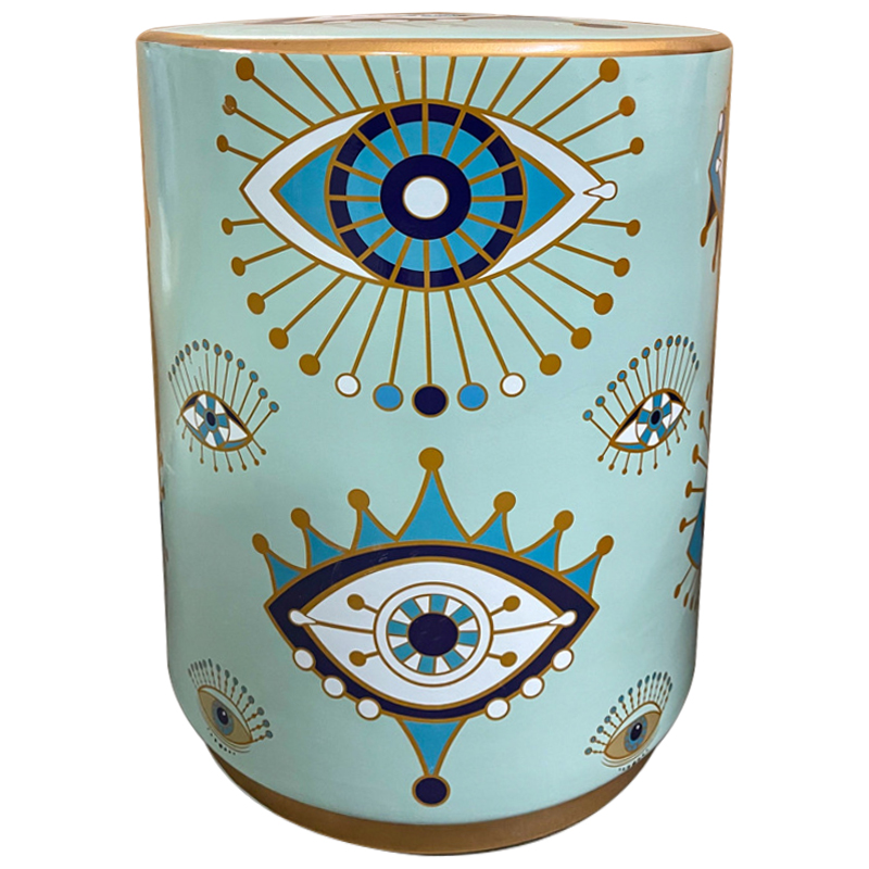 Керамический табурет Eyes Blue Ceramic Stool Голубой Бирюзовый Золотой в Санкт-петербурге | Loft Concept 