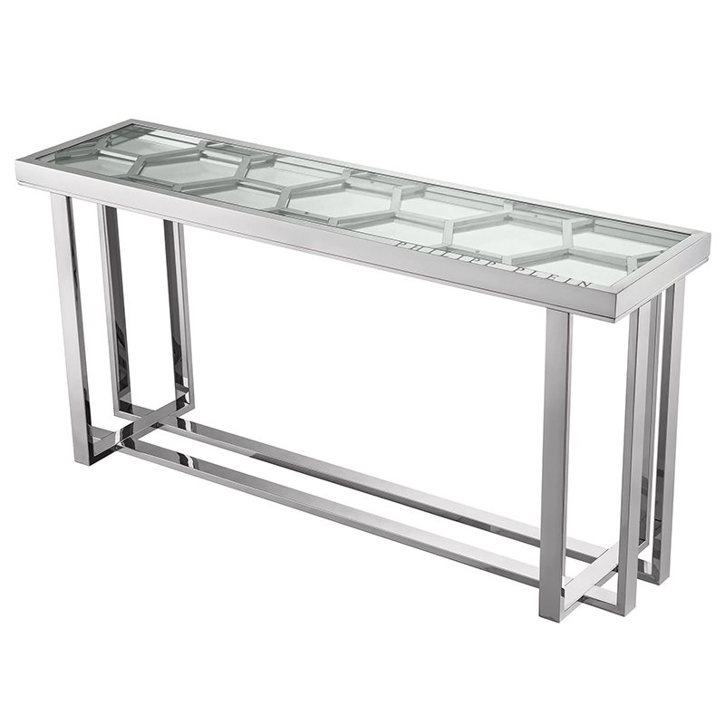 Консоль Philipp Plein Console Table Skeleton Chrome Хром Прозрачное Стекло в Санкт-петербурге | Loft Concept 