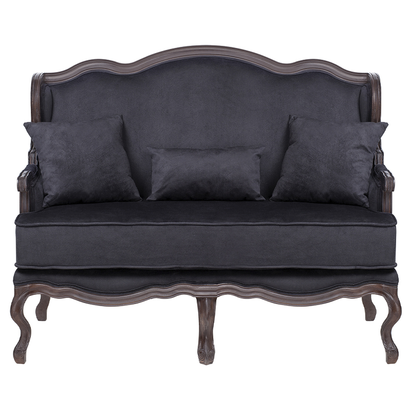 Диван двухместный George Grand Seating black velour Черный Коричневый в Санкт-петербурге | Loft Concept 