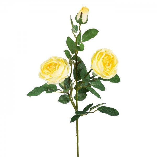 Декоративный искусственный цветок Large Branch Yellow Rose Зеленый Желтый в Санкт-петербурге | Loft Concept 