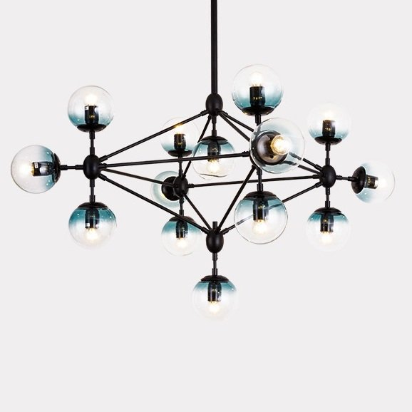 Люстра Modo Chandelier Globes Blue Ambre Black Черный в Санкт-петербурге | Loft Concept 