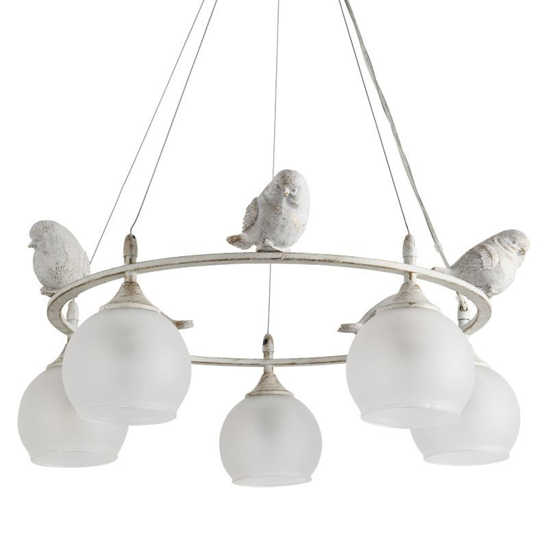 Люстра Provence Bird Chandelier white Белое матовое стекло Золотой Белый в Санкт-петербурге | Loft Concept 