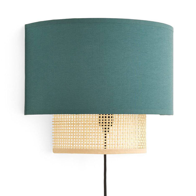 Бра Ottar Wicker Turquoise lampshade Бежевый Бирюзовый в Санкт-петербурге | Loft Concept 