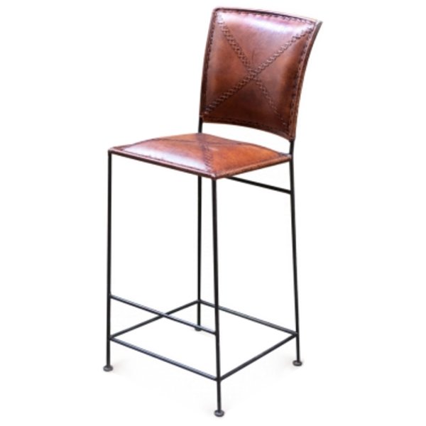 Барный стул Loft Bar stool leather brown Коричневый винтаж Черный в Санкт-петербурге | Loft Concept 