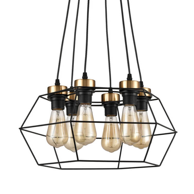 Люстра Loft Wire Cage Black lamp 6 Черный в Санкт-петербурге | Loft Concept 