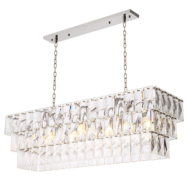 Люстра Eichholtz Chandelier Amazone Rectangular Silver Серебряный Прозрачное Стекло в Санкт-петербурге | Loft Concept 