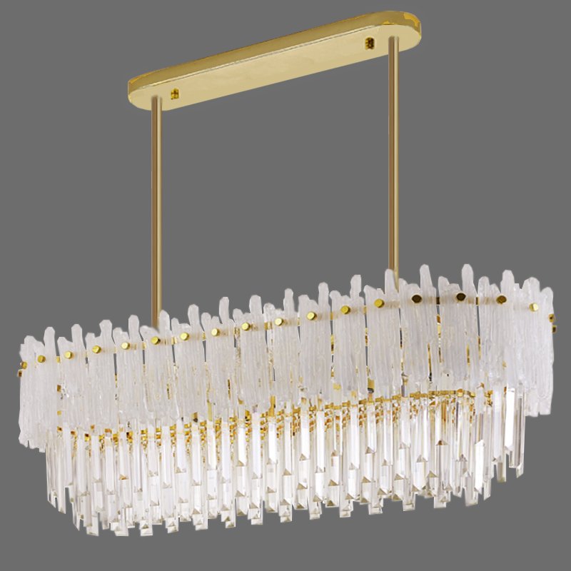 Люстра Murano Glass ICE Chandelier Rectangle Золотой Белый Прозрачное Стекло в Санкт-петербурге | Loft Concept 