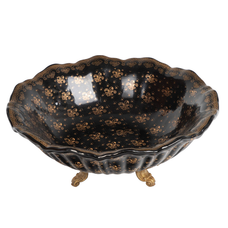 Блюдо черного цвета из фрафора на бронзовых ножках Eden Garden porcelain and bronze Черный Бронза Блюдо черного цвета из фрафора на бронзовых ножках Eden Garden porcelain and bronze Черный Бронза в Санкт-петербурге | Loft Concept