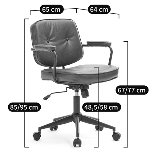 Офисное кресло в винтажном стиле на колёсах Glenn Dark Grey Chair в Санкт-петербурге