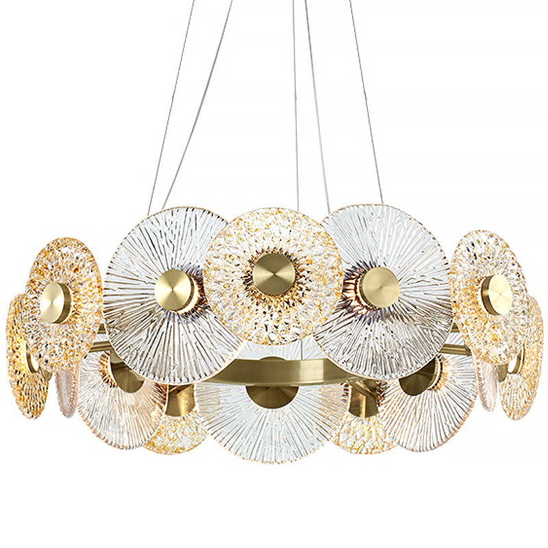 Люстра Clear and Amber Discs Chandelier Латунь Прозрачный Янтарь (Amber) в Санкт-петербурге | Loft Concept 