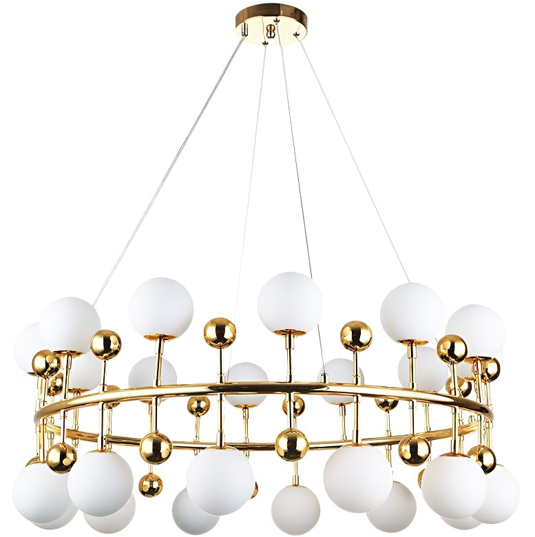 Люстра Milk Bubble Ring Chandelier Глянцевое золото Белый в Санкт-петербурге | Loft Concept 